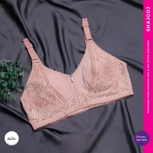Armela Plus Size Zip Front Closure Bra - Bean Paste